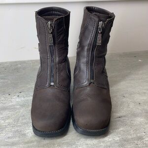 Anfibio Leather Shearling Lined Winter Boots Womens 39 Brown Good Front Zip